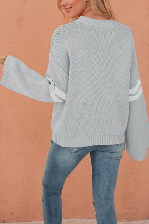 Fashionable Heart-shaped Jacquard Long-sleeved Loose Knit Sweater-consonak