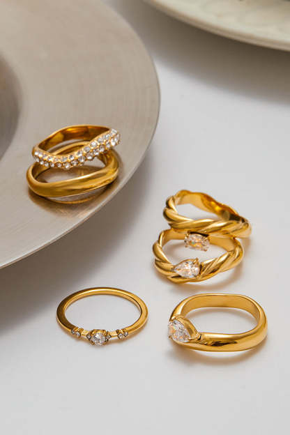 Fashion Stainless Steel Zircon Ring-consonak