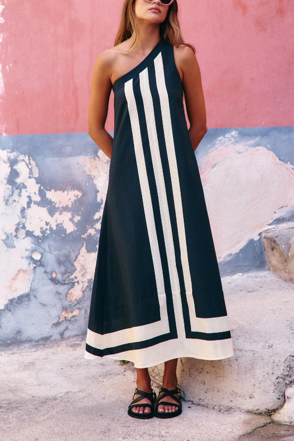 Striped Off-shoulder Dress-Consonak