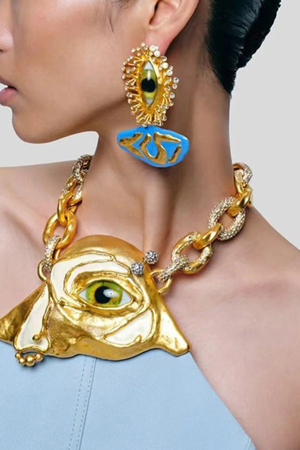 Fashionable Evil Eye Diamond Earrings-consonak