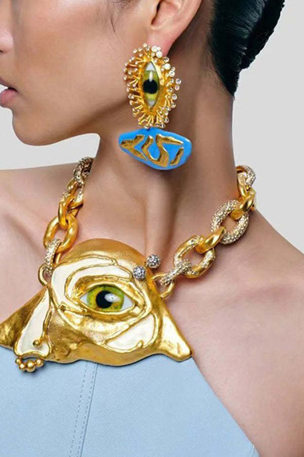 Fashionable Evil Eye Diamond Earrings-consonak