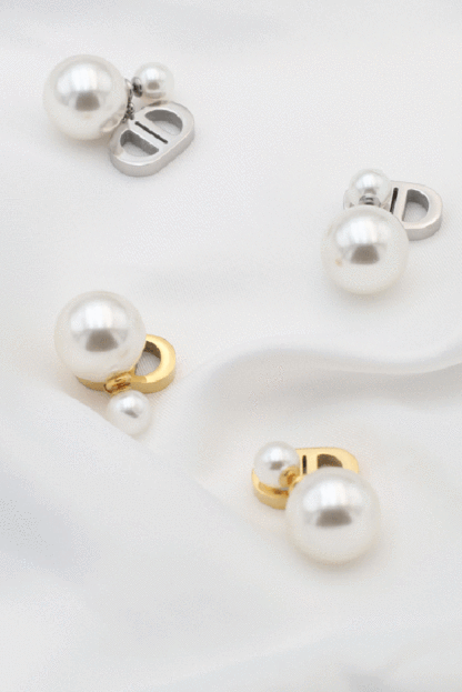 Vintage Double D Shape Pearl Earrings-consonak