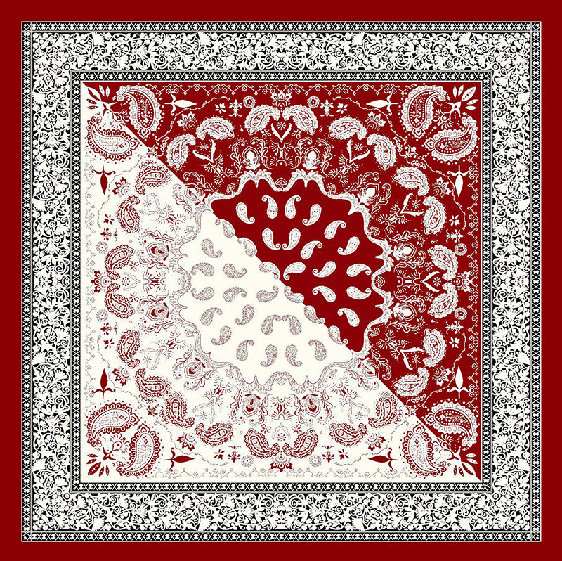 Bohemian Ethnic Style Color Matching Square Silk Scarf-consonak