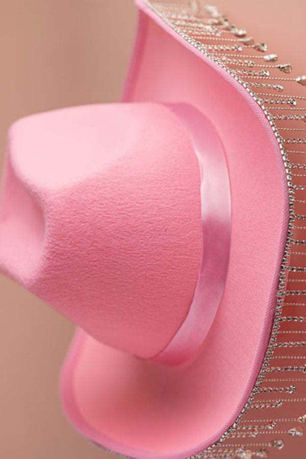 Rhinestone Fringe Western Hat-consonak