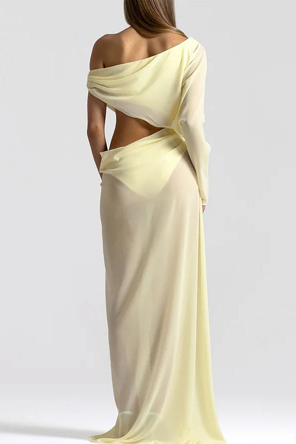 Sculptural Asymmetric Cutout Maxi Dress-Consonak