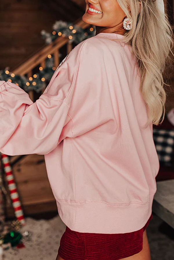 Christmas Claus Sequined Casual Loose Sweatshirt | Consonak