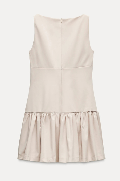 Solid Velvet Bow Embellished Sleeveless Mini Dress-consonak