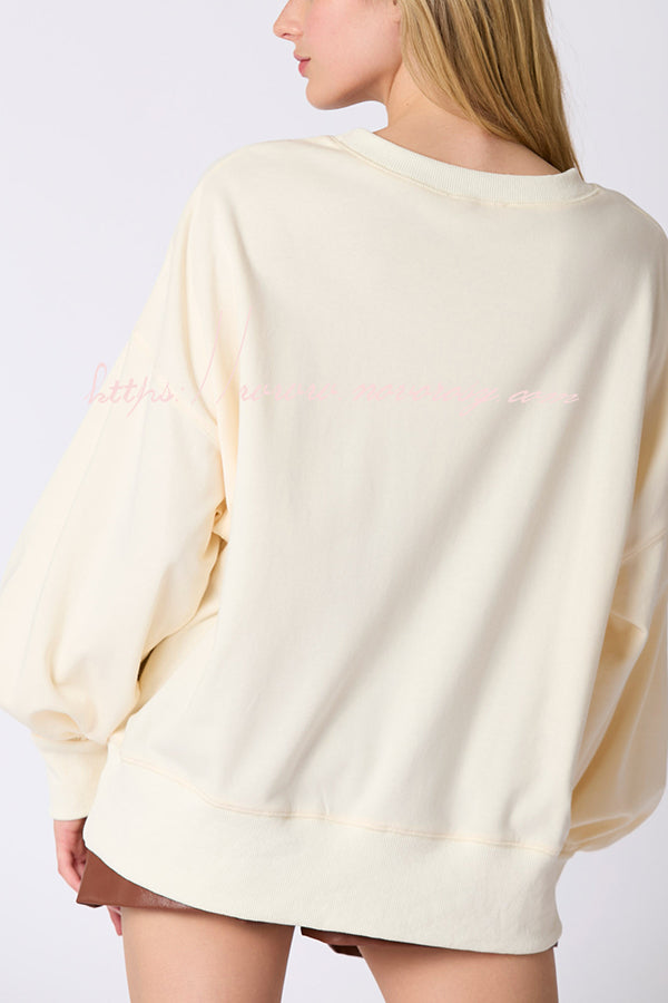 Halloween Colorful Pumpkin Embroidered Loose Casual Sweatshirt-consonak