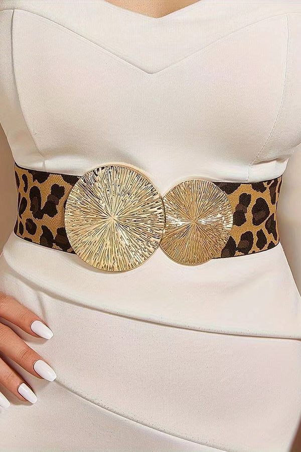 Fashionable Elastic Double Circle Decorative Wide Belt-consonak