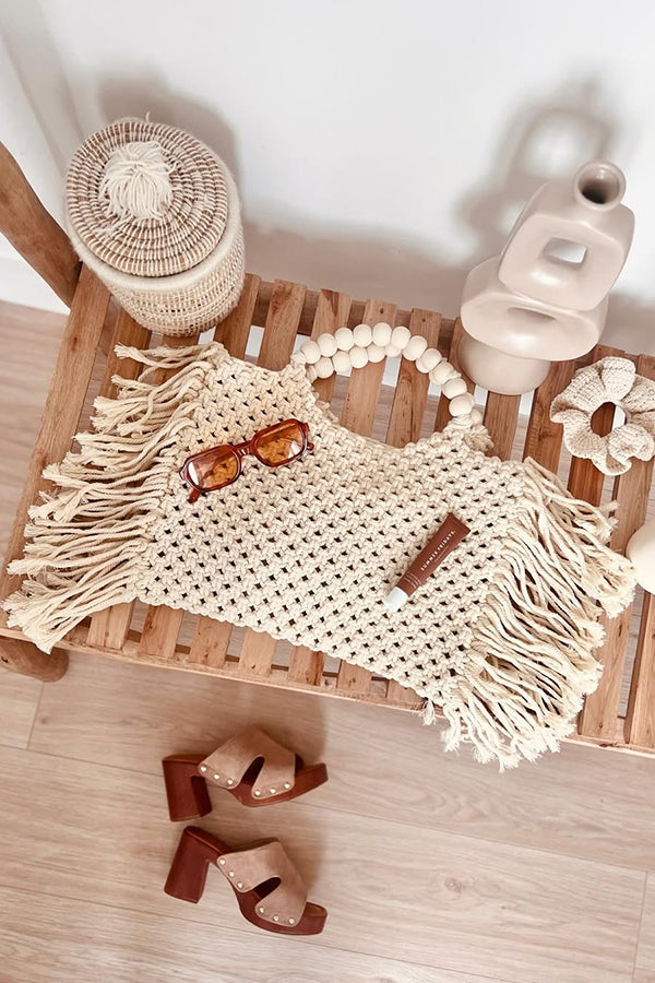 Fashion Woven Open Tassel Tote-consonak