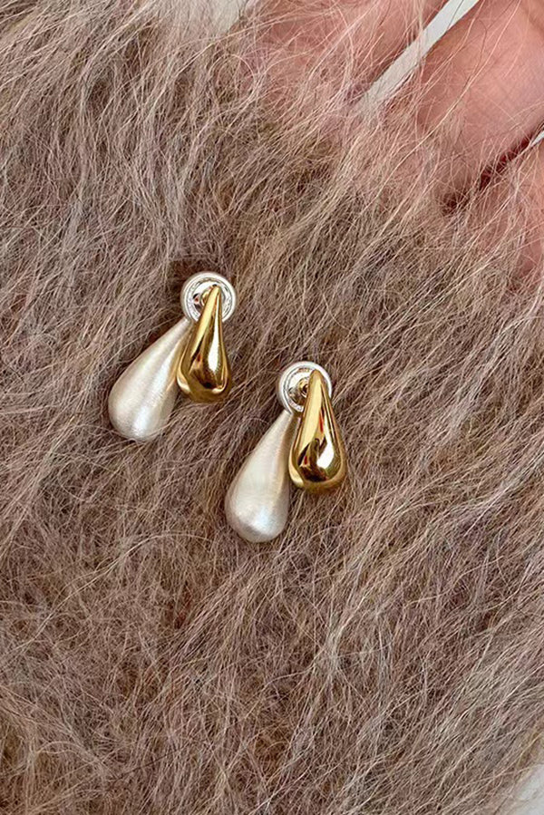 French Versatile Contrast Color Drop Shape Stud Earrings | Consonak