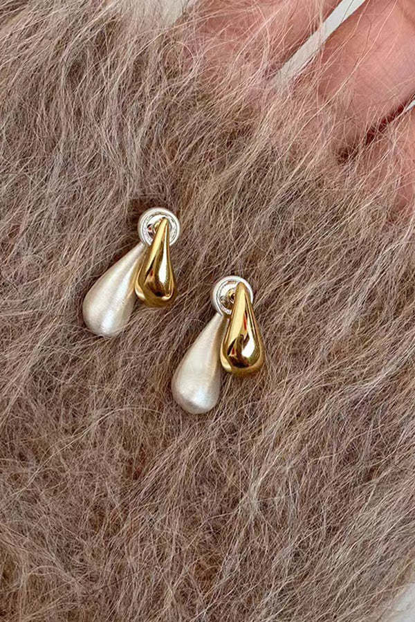 French Versatile Contrast Color Drop Shape Stud Earrings-consonak