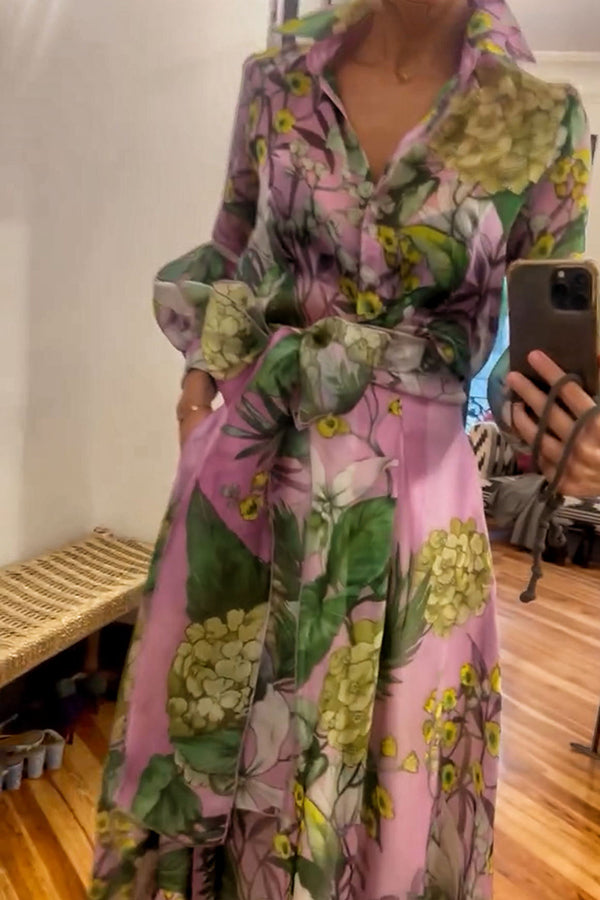 Seeds of Happiness Tulle Floral Print Elastic Waist Belt Pocketed Maxi Skirt | Consonak