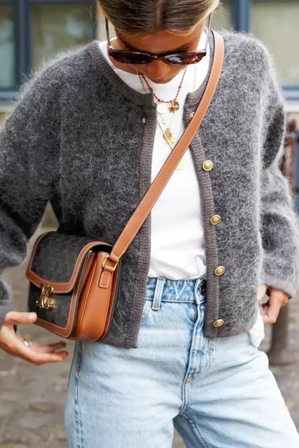 Cafe Couture Knit Metal Buttons Pocketed Shaggy Cardigan-consonak