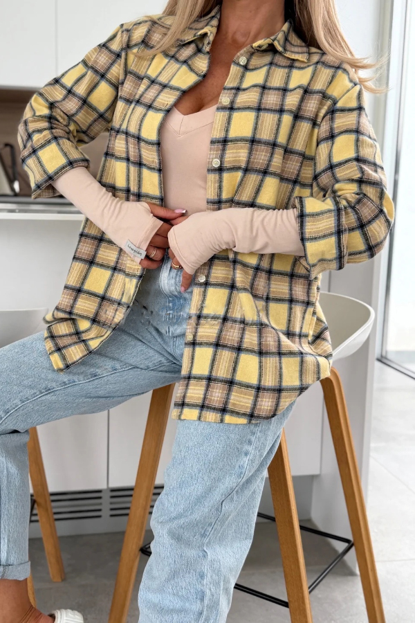 Love of Mine Plaid Print Long Sleeve Oversized Blouse-consonak