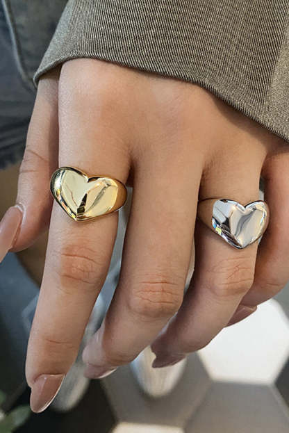 Simple Heart-shaped Metal Texture Ring-consonak