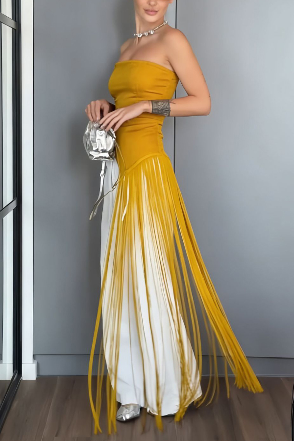 Stylish Sleeveless Off-shoulder Slim-fit Long Tassel Top | Consonak