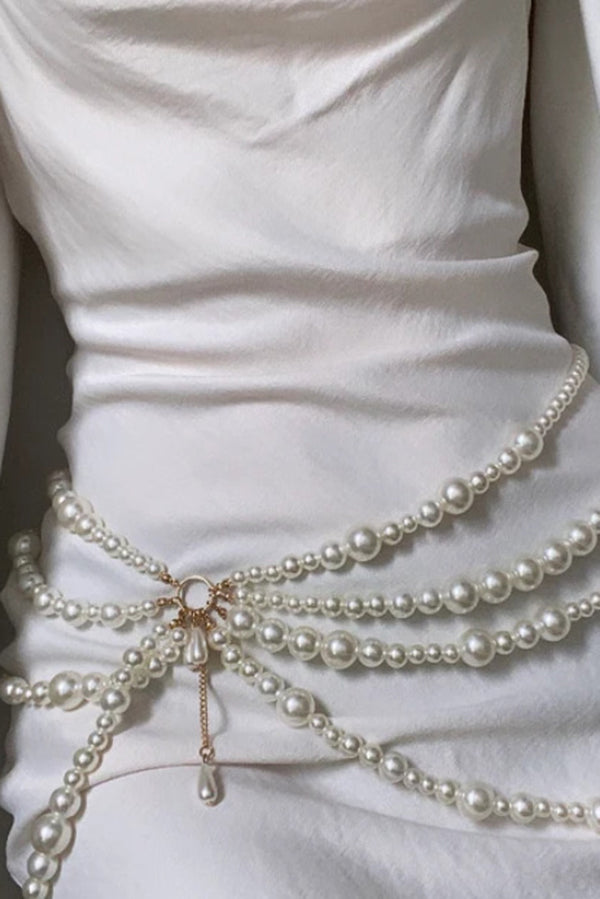 Fashionable Multi-layer Pearl Beaded Waist Necklace-consonak
