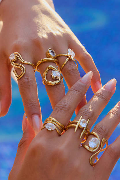 Elegant Zircon Geometric Titanium Steel Ring-consonak