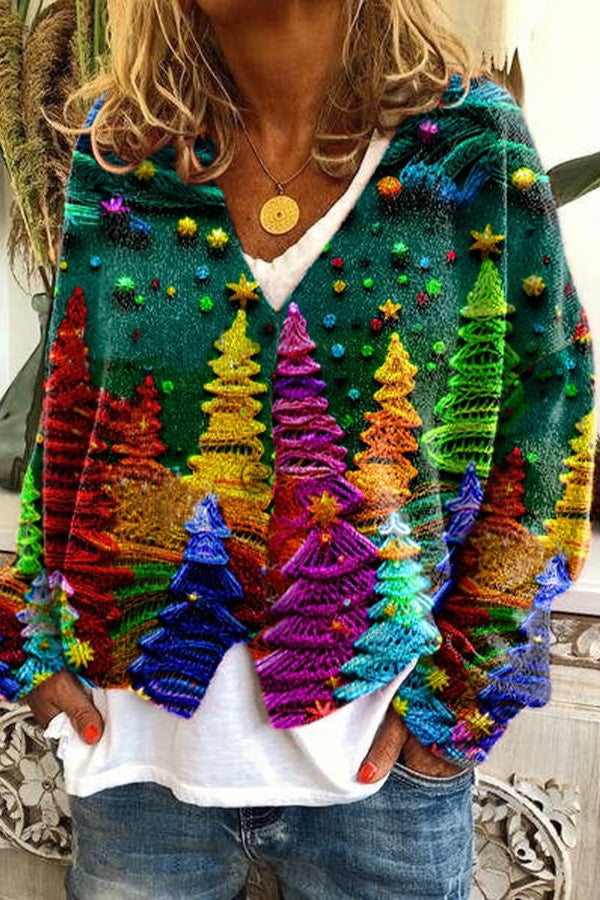 Knitted Long Sleeved Cardigan with Fun Printed Buttons-consonak