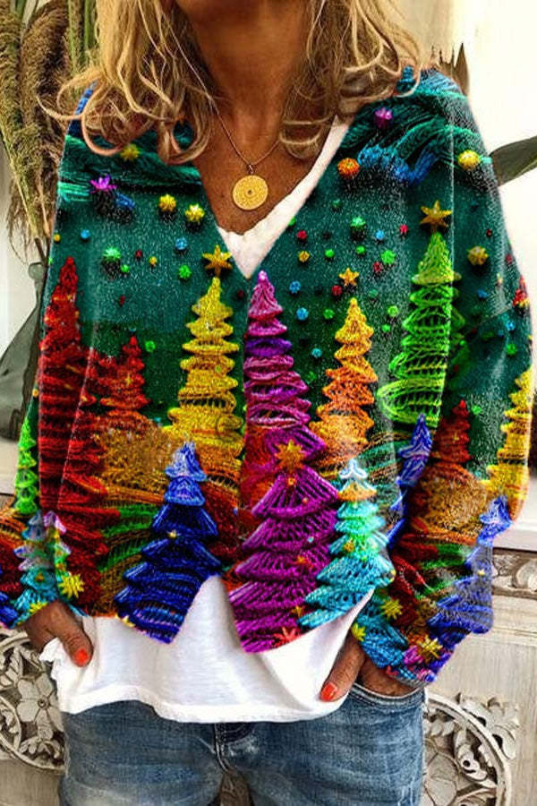 Knitted Long Sleeved Cardigan with Fun Printed Buttons-consonak