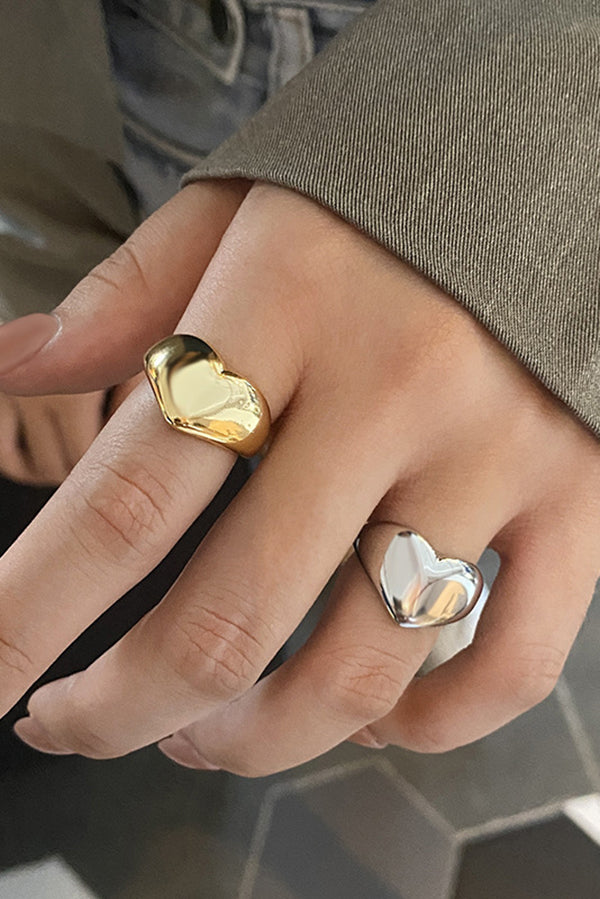 Simple Heart-shaped Metal Texture Ring-consonak