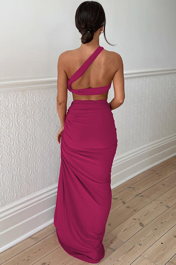 Sexy Backless Bandeau Top and Slim Slit Skirt Set-consonak