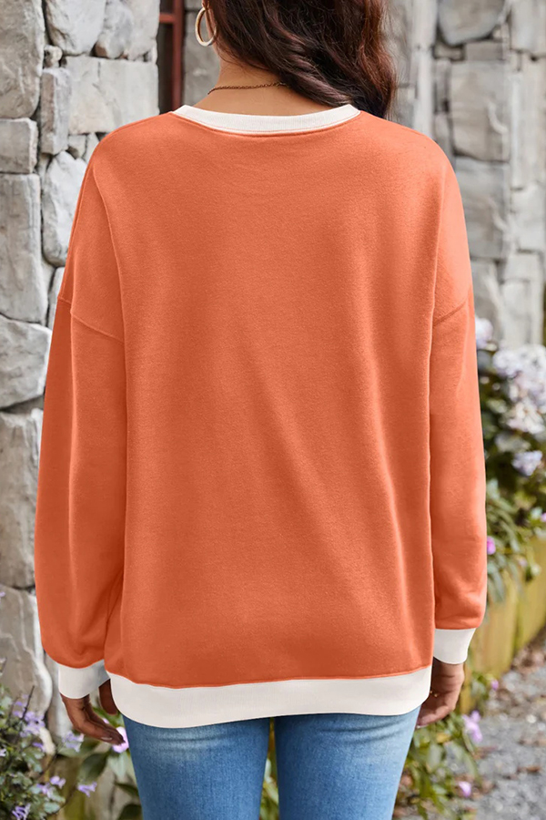 Fashionable Contrasting Color Loose Long-sleeved Casual Sweatshirt-consonak