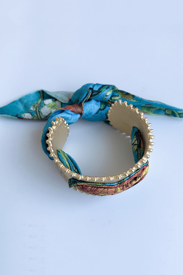 Matte Open Bracelet with Vintage Scarf-consonak