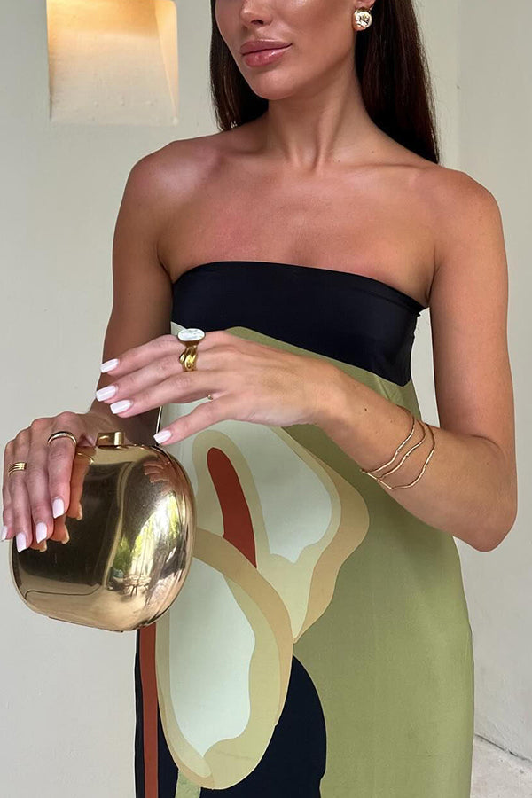 Jaime Abstract Floral Print Elasticated Off Shoulder Vacation Loose Maxi Dress-consonak