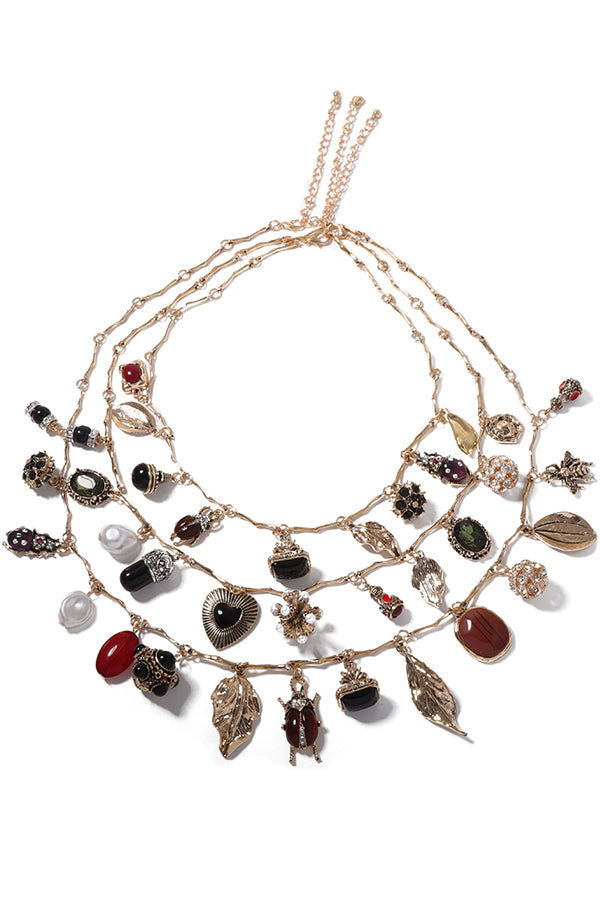 Vintage Multi-layered Odd-shaped Pendant Necklace-consonak