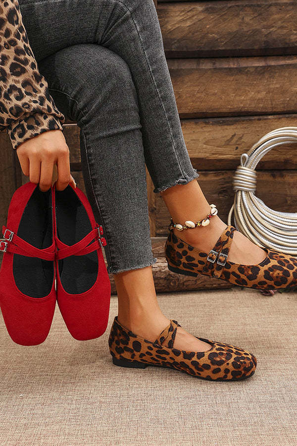 Fashionable Buckled Suede Round Toe Casual Shoes-consonak