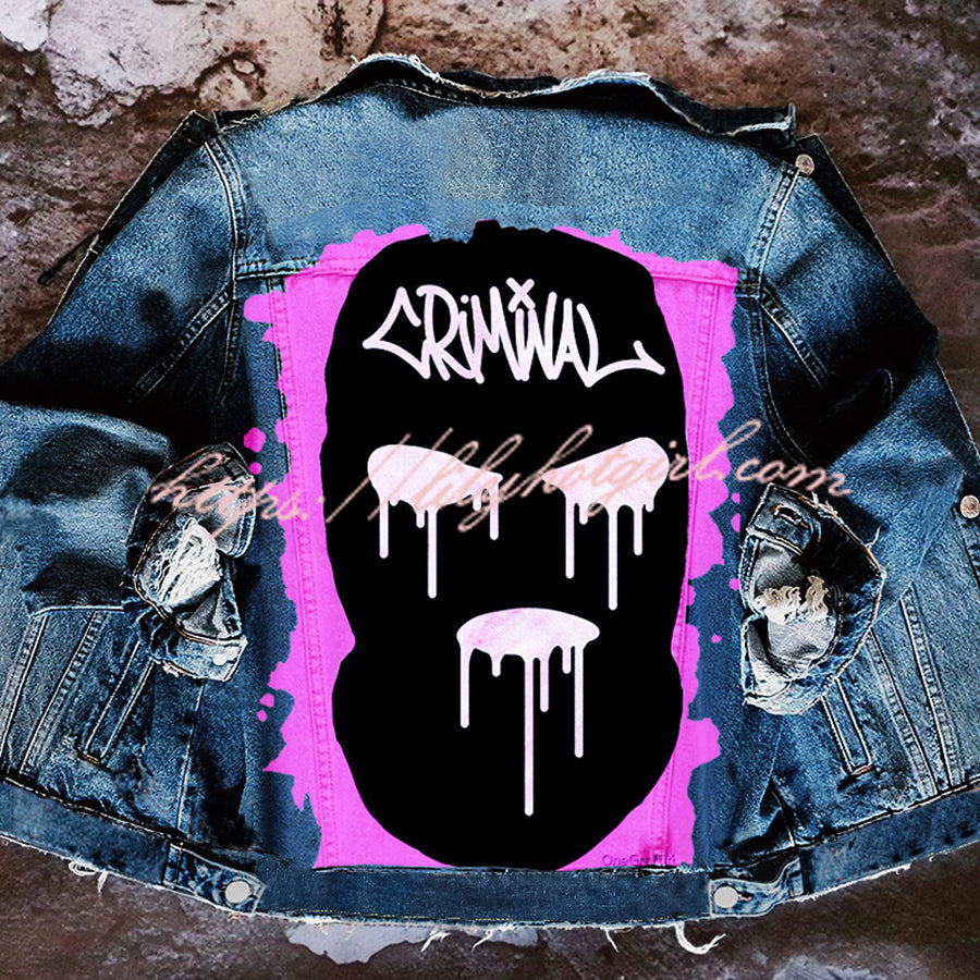 Halloween Print Long Sleeve Denim Jacket-consonak