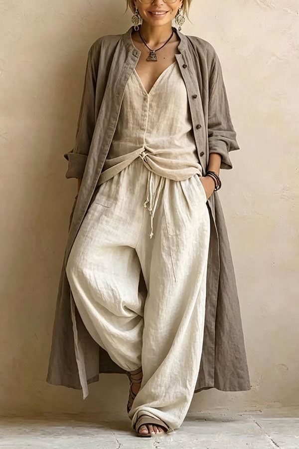 Casual Bohemian Cotton Linen 3-Piece Set-Consonak