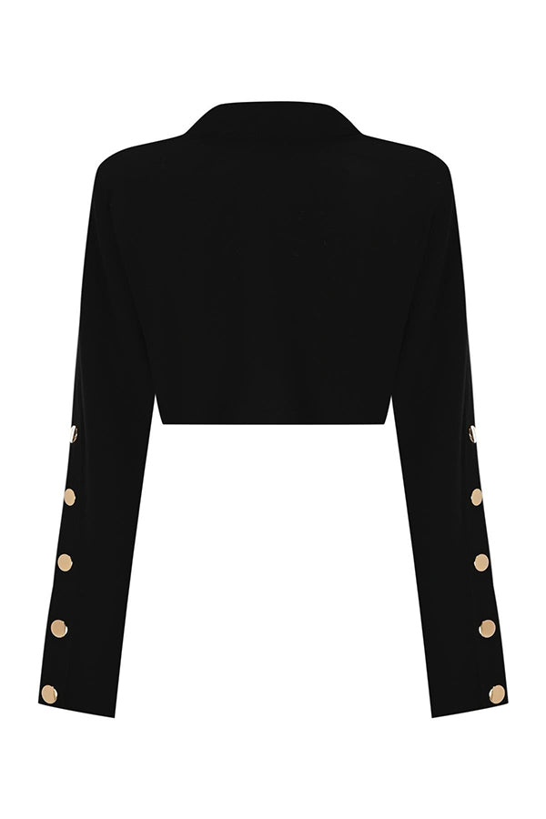 Leia High Neck Button Bell Sleeve Top and Cutout Waist Metal Pocketed Flare Pants Set-consonak