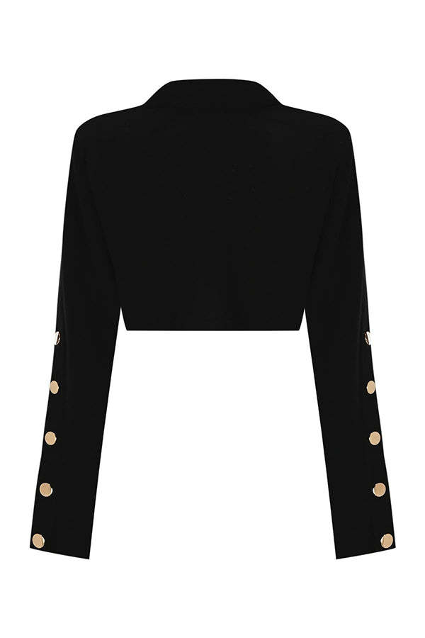 Leia High Neck Button Bell Sleeve Top and Cutout Waist Metal Pocketed Flare Pants Set-consonak