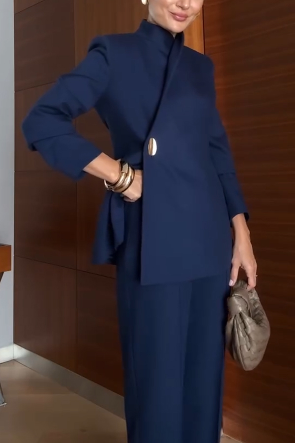 Exquisite and Fashionable Stand Lapel Neck Metal Button Long Sleeve Blazer-consonak
