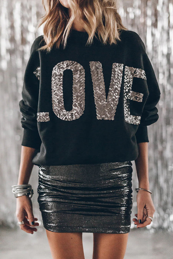Lots of Love for You Sequin Loose Pullover Top-consonak