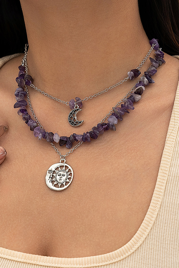 Ethnic Style Stacked Gravel Beaded Necklace-consonak