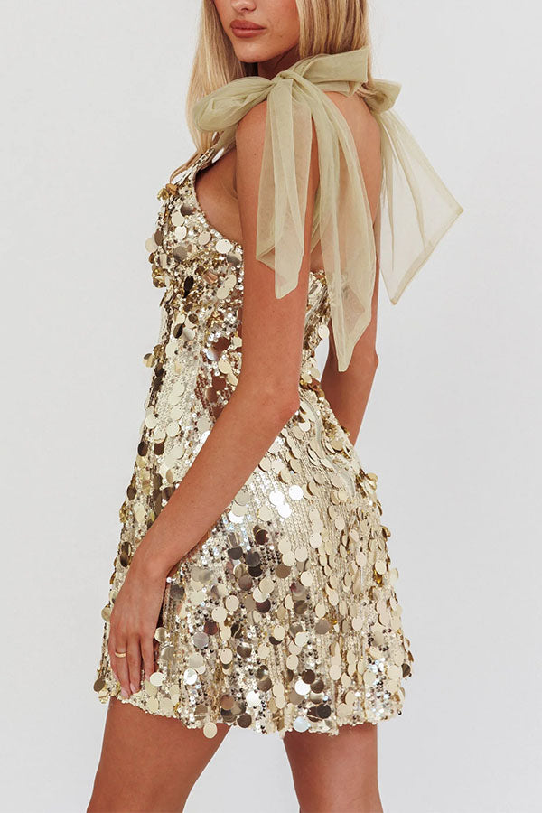 Celeste Glamour Sequin Mini Dress-Consonak