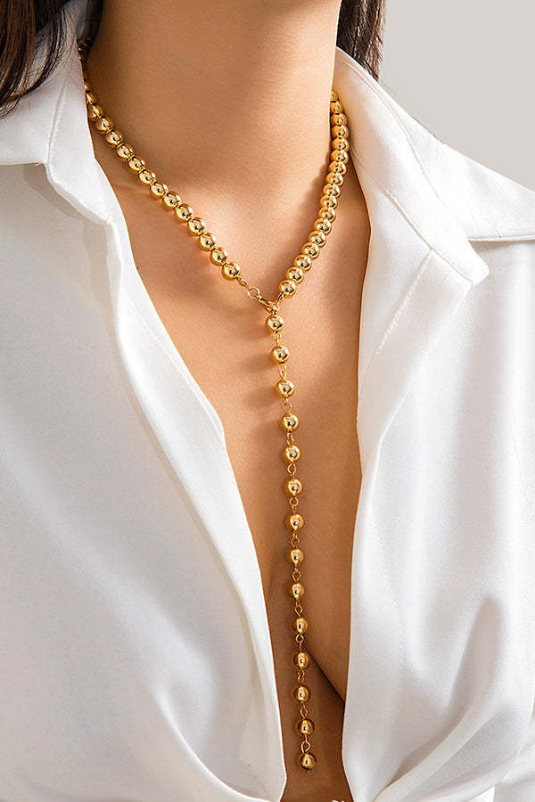 Vintage Beaded Chain Tassel Necklace-consonak