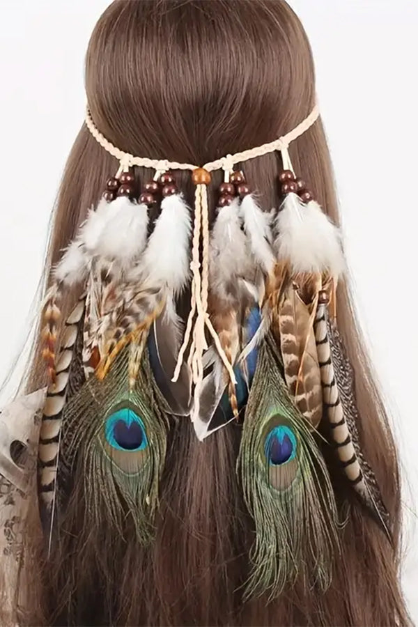 Bohemian Peacock Feather Headband | Consonak