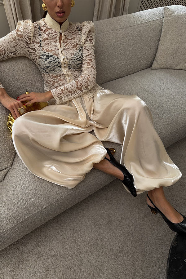 Aurelia Metallic Satin Jogger Pants-Consonak