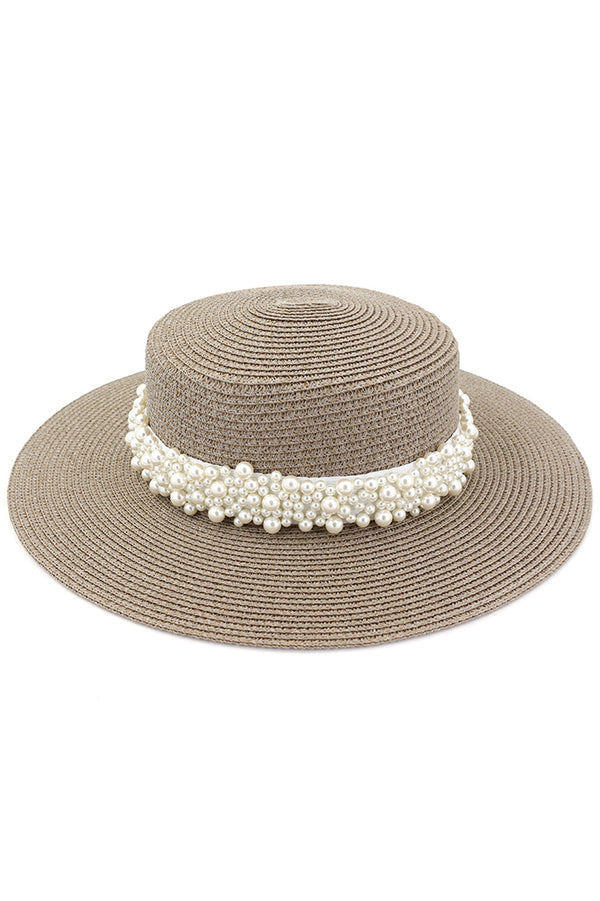 Pearl Embellished Beach Hat-consonak