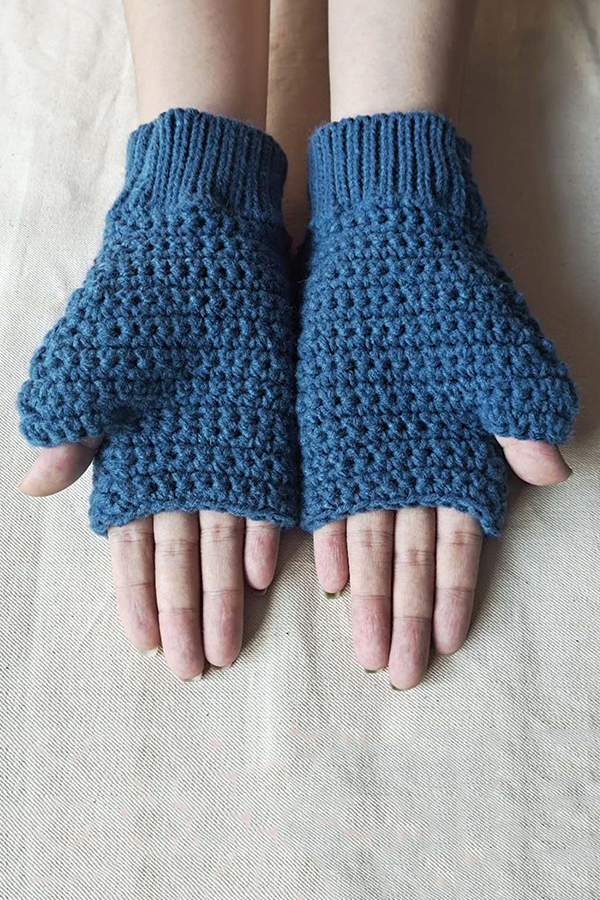 Knitted Sunflower Warm Half Finger Wool Gloves-consonak