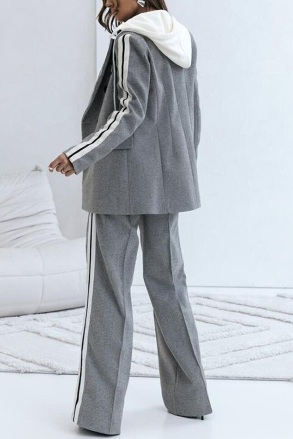 Easy Street Sporty Patchwork Button Up Lapel Hooded Blazer-consonak