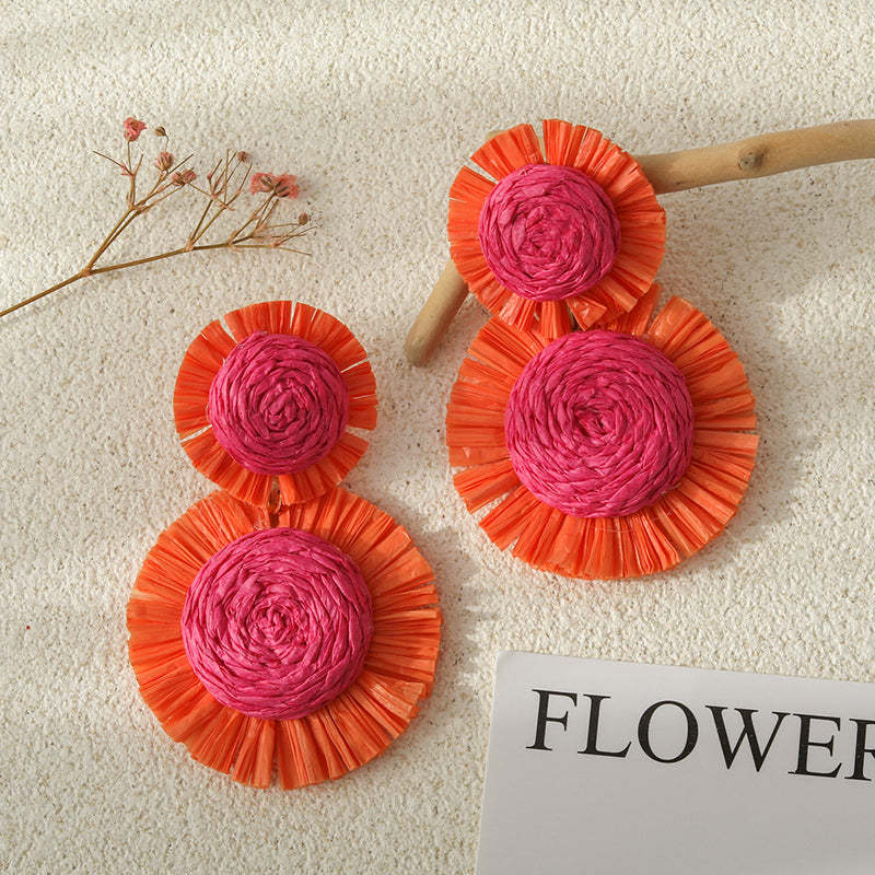 Resort Style Handwoven Floral Earrings-consonak