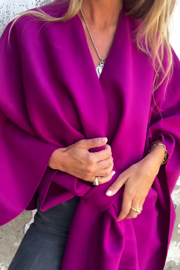 Solid Color Loose V-neck Shawl Cape Jacket | Consonak