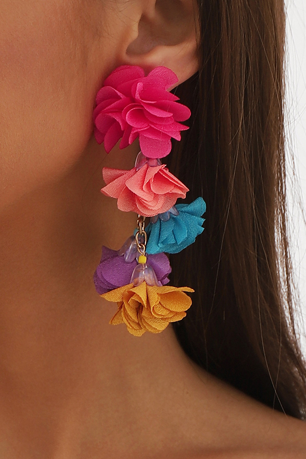 Bohemian Ethnic Style Colorful Flower Tassel Earrings-consonak