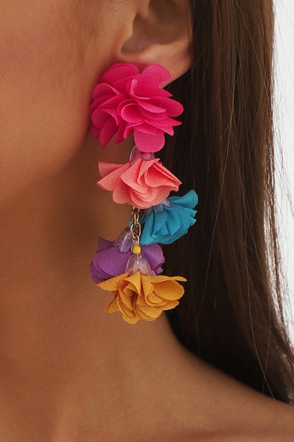 Bohemian Ethnic Style Colorful Flower Tassel Earrings-consonak